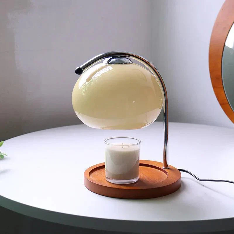 Retro Glass Table Lamp Candle Warmer with LED Light - Detailed view