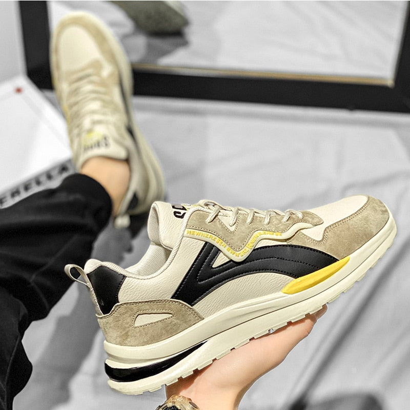 Modern Athletic Sneakers  White Suede Green Accent Design - Product detail 5