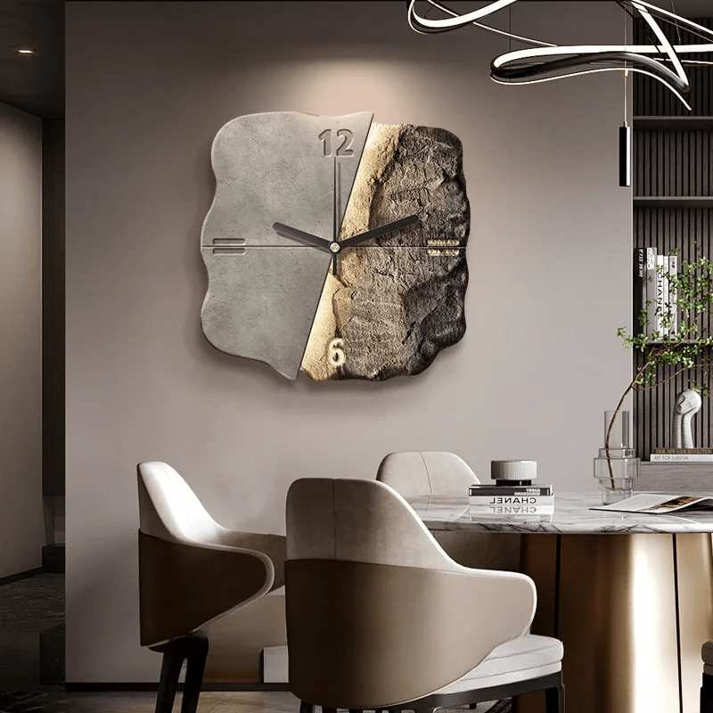 Modern Wall Clock 3D Relief Stone Texture Design - Product showcase