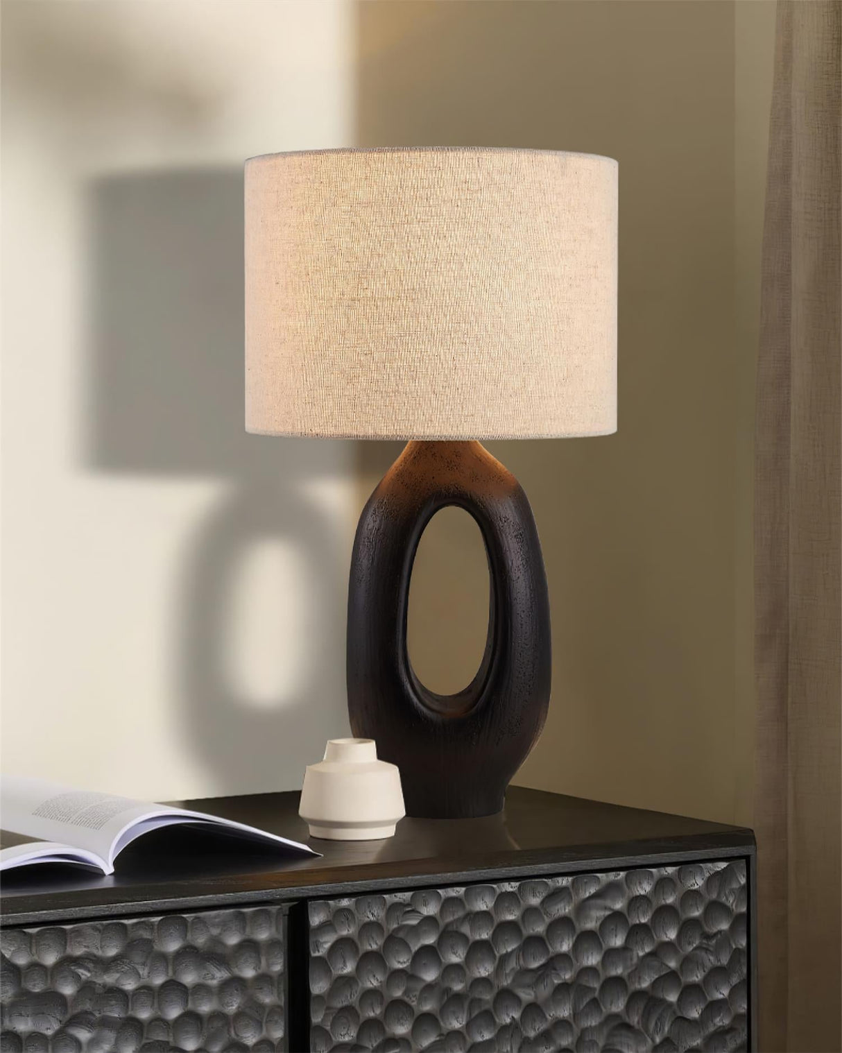 Modern Resin Table Lamp Sculptural Base with Linen Shade - Product detail 14