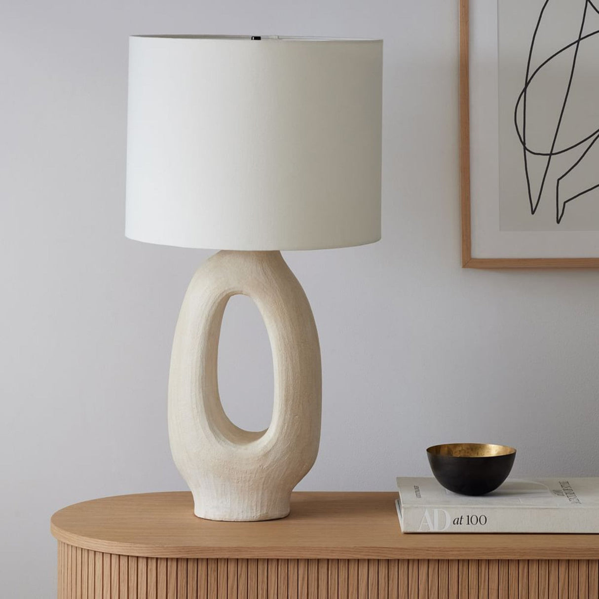 Modern Resin Table Lamp Sculptural Base with Linen Shade - Product detail 16