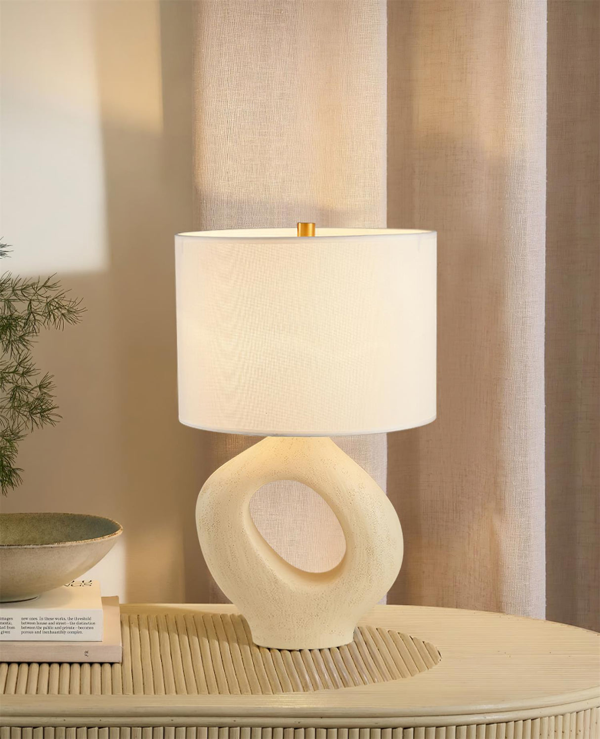 Modern Resin Table Lamp Sculptural Base with Linen Shade - Product detail 22