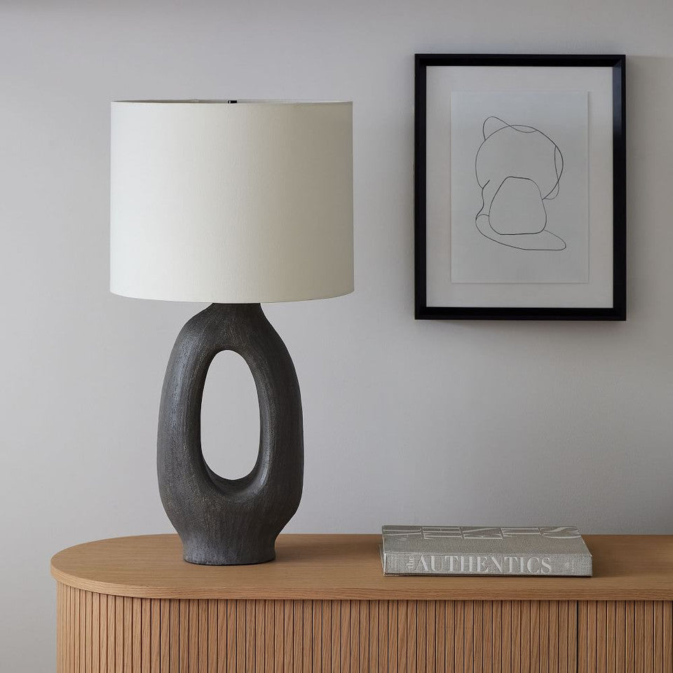 Modern Resin Table Lamp Sculptural Base with Linen Shade - Product detail 24