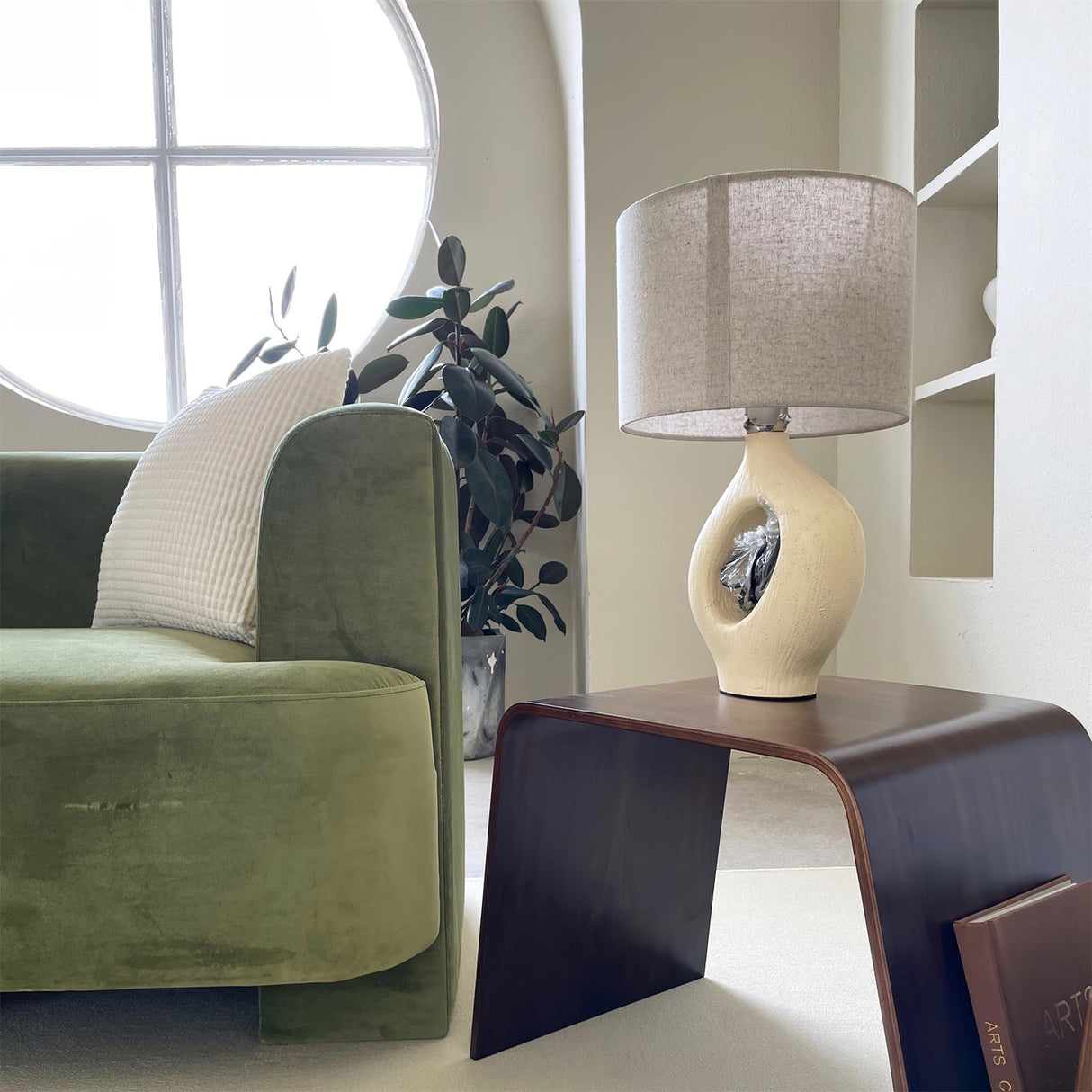 Modern Resin Table Lamp Sculptural Base with Linen Shade - Product detail 26