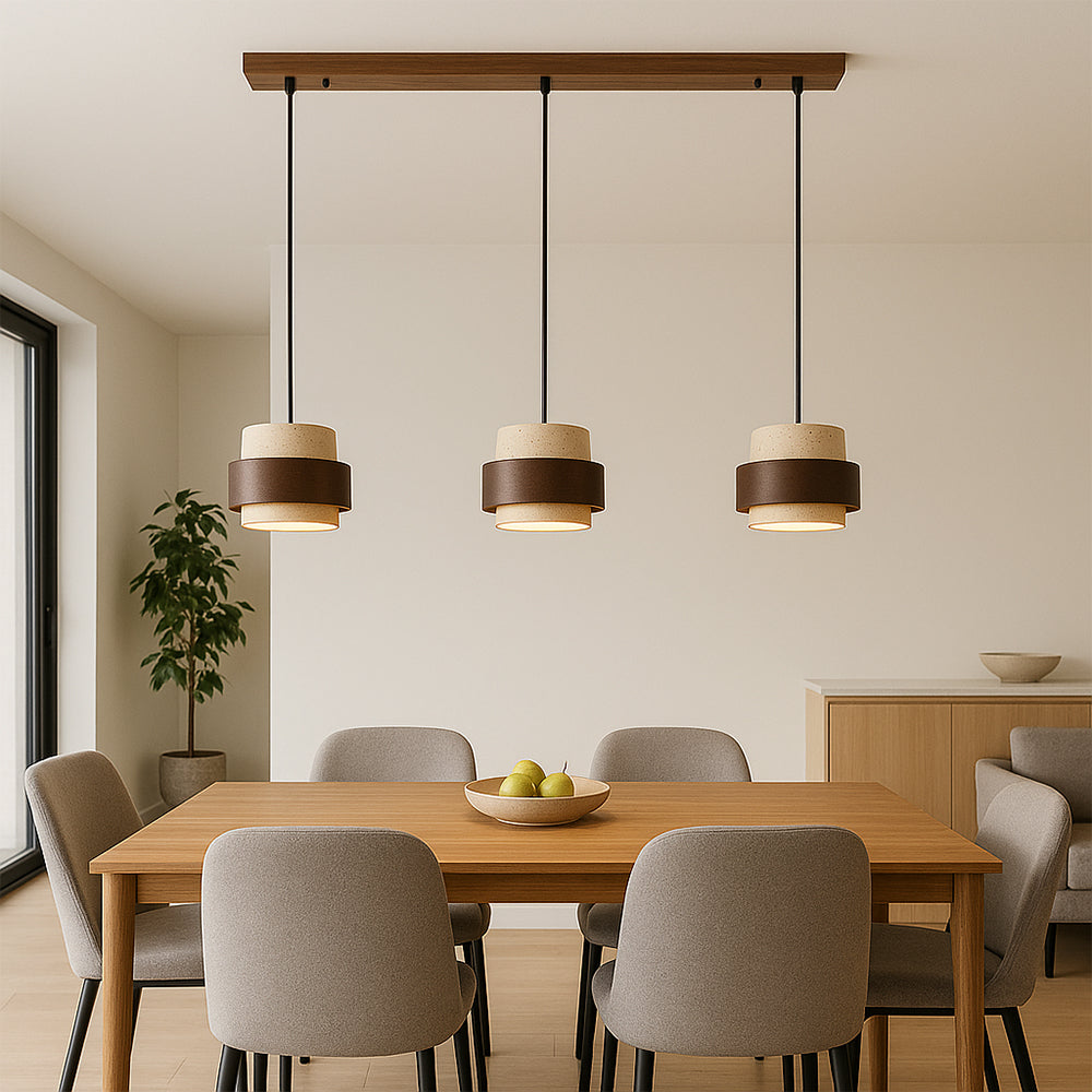 Modern Pendant Light Stone Wood Dual Tone Design - Product detail 5