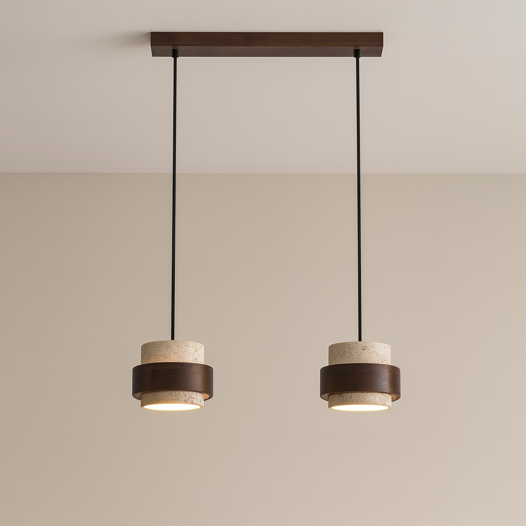 Modern Pendant Light Stone Wood Dual Tone Design - Product detail 6