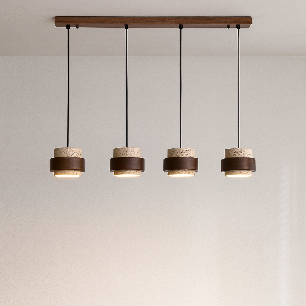 Modern Pendant Light Stone Wood Dual Tone Design - Product detail 8