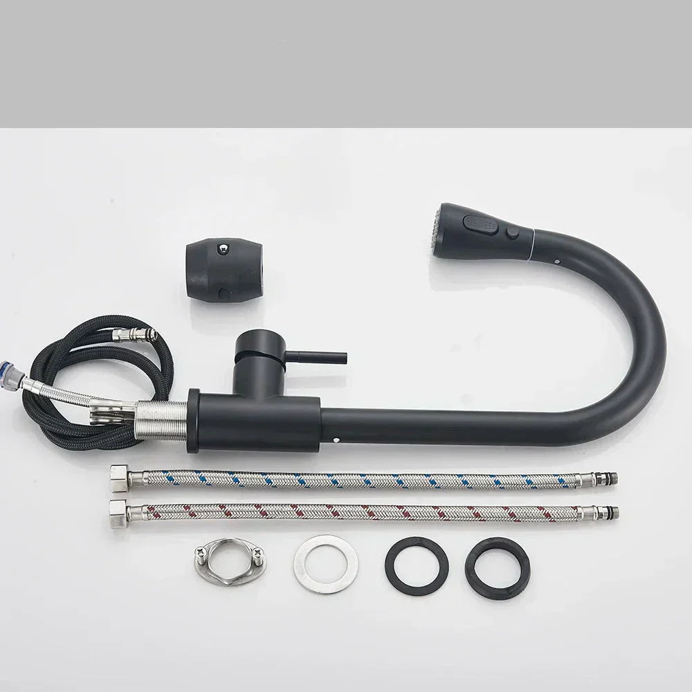 Modern Pull-Down Kitchen Tap  Matte Black Stainless Steel - Product detail 5