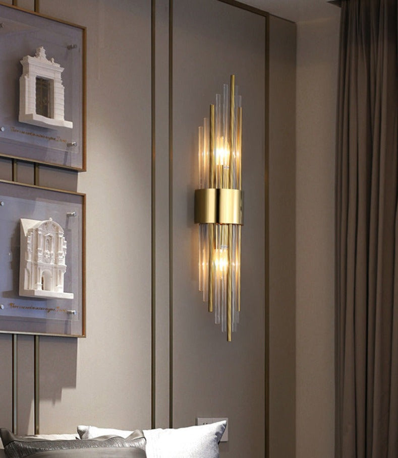 Modern Crystal Wall Lamp Gold Finish Metal Sconce - Product detail 7