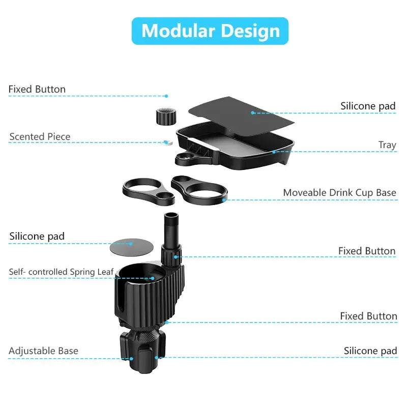 Car Cup Holder Expander Multi-Function Food Drink Tray - Detailed view