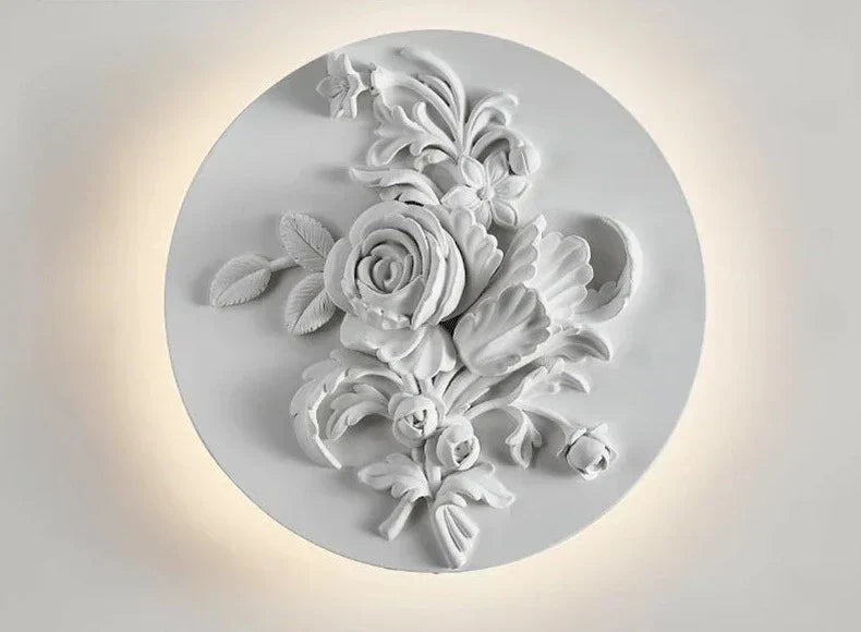 Vintage Wall Lamp French Round Floral Relief Design - Product detail 14