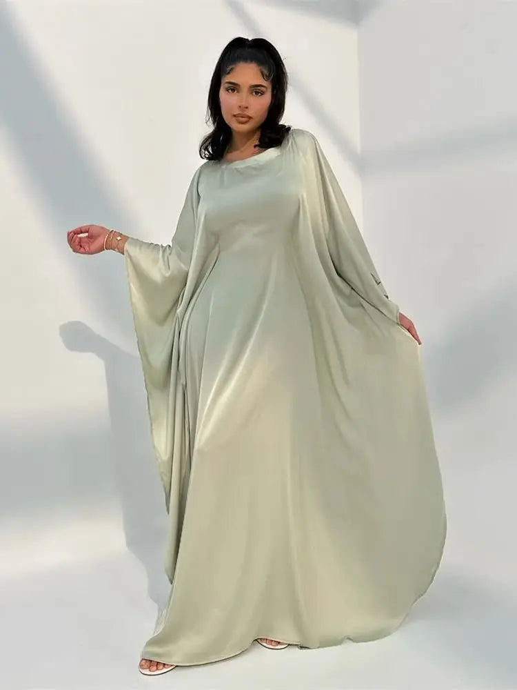 Elegant Maxi Dress Flowing Cloak Sleeves Design - Detailed view