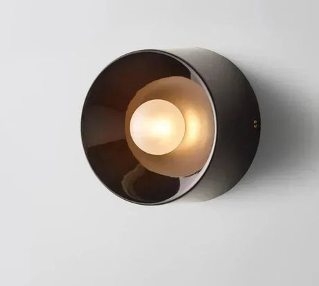 Modern Wall Sconce  Black Metal Sphere Design - Detailed view