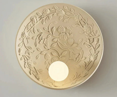 French Imperial Wall Lamp  Embossed Leaf Pattern Round Sconce - Product detail 13