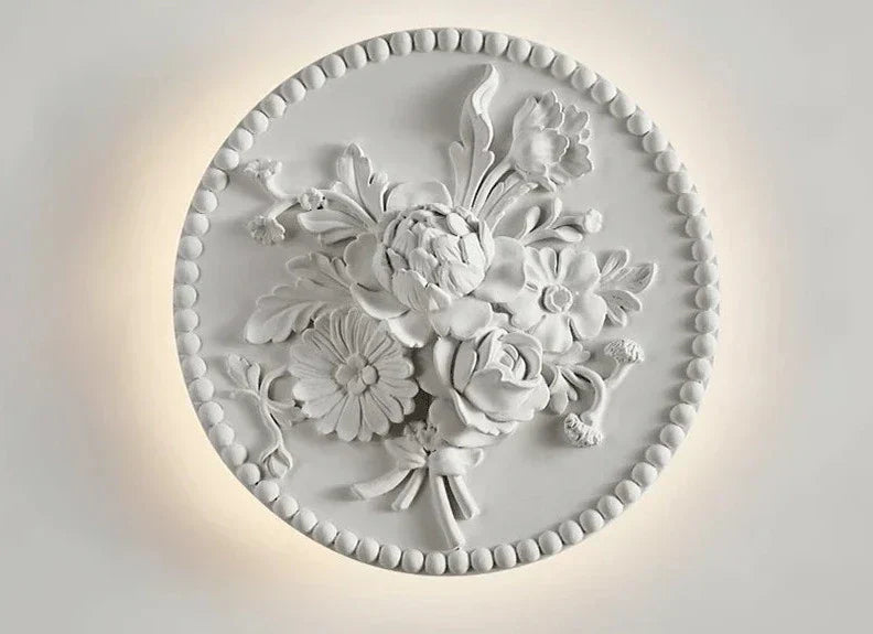 Vintage Wall Lamp French Round Floral Relief Design - Product detail 11