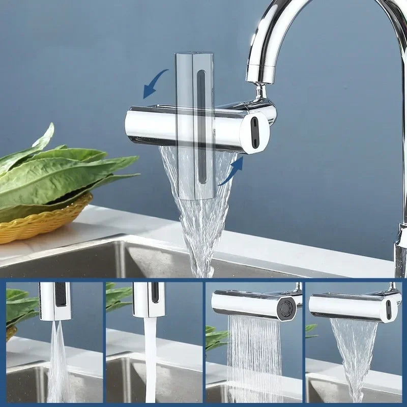 Modern Pull-Out Faucet 4-Mode Chrome Swivel Tap - Product example