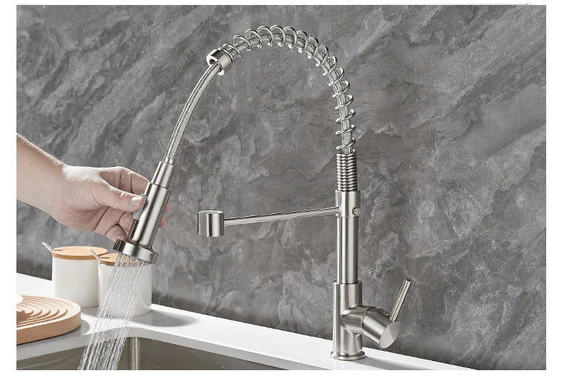 Professional Kitchen Faucet Spring Pull Down Design Gold Brass Finish - Product detail 13