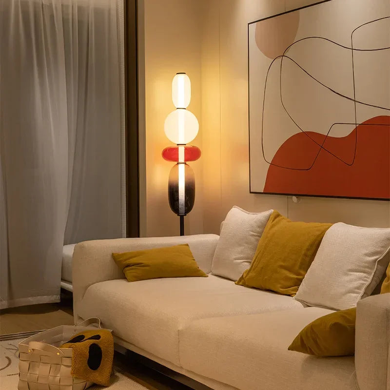 Modern Floor Lamp  Stacked Glass Spheres Design - Detailed view