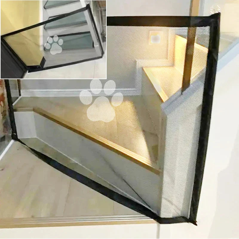 Retractable Pet Safety Gate  Mesh Barrier with Paw Print Design - Product detail 4