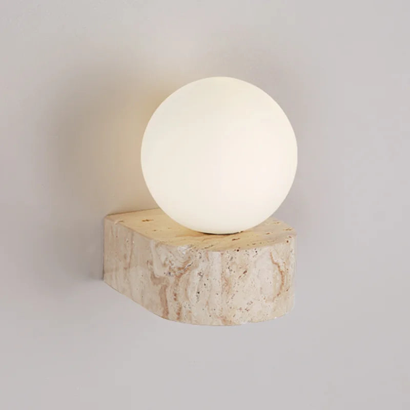 Modern Glass Wall Lamp Travertine Stone Base - Product detail 5
