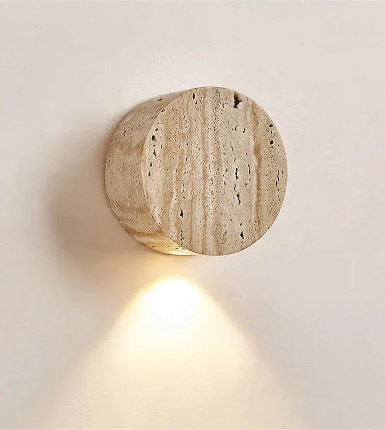 Modern Travertine Wall Light Natural Stone Round Sconce - Product detail 9