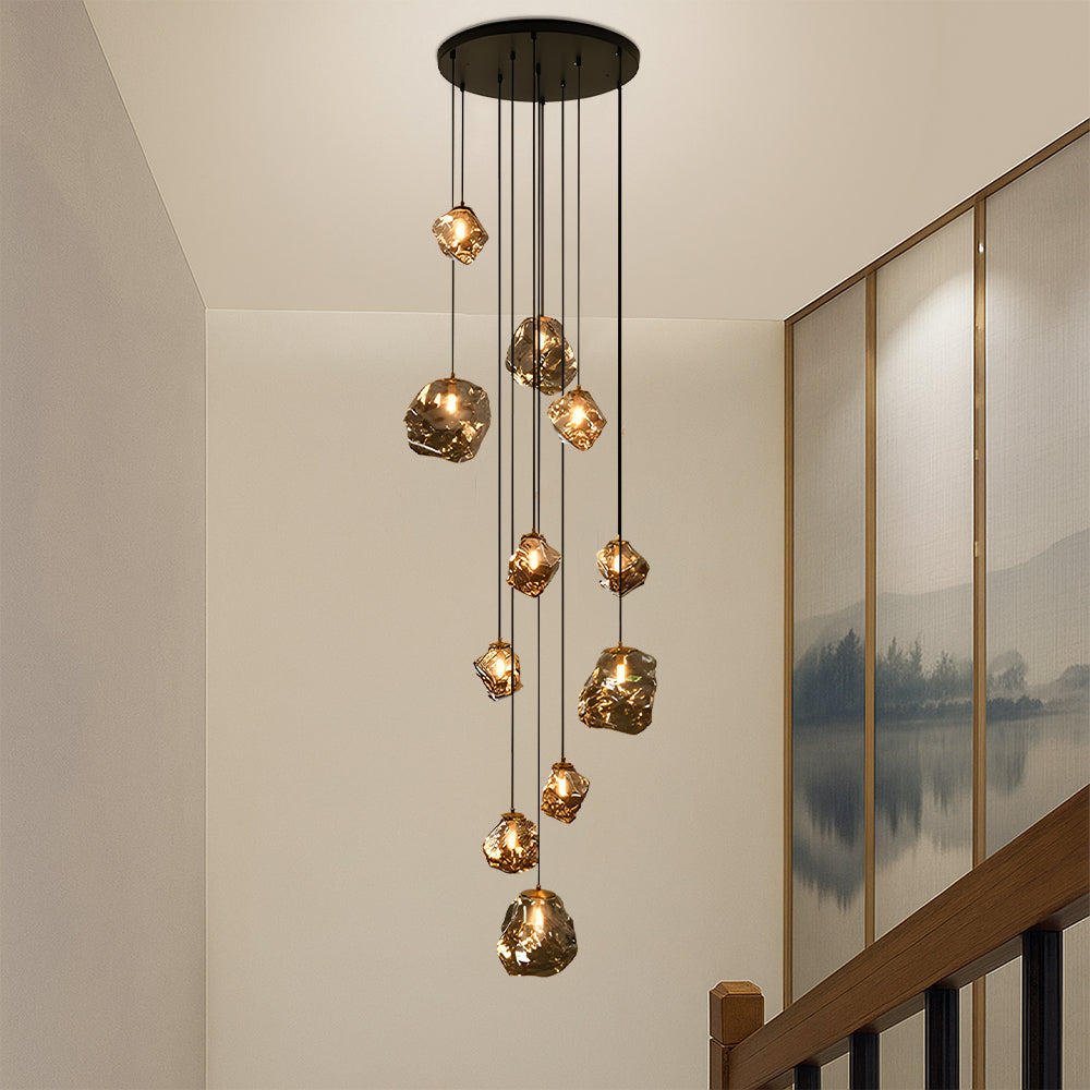 Modern Staircase Chandelier Crystal Ice Glass Pendants - Product detail 5