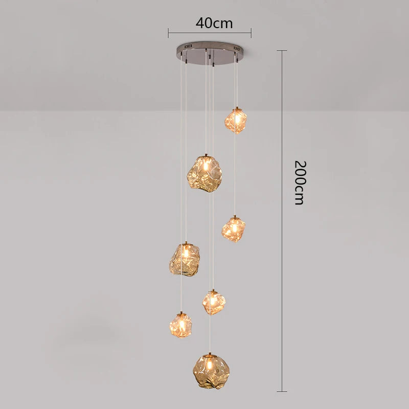 Modern Staircase Chandelier Crystal Ice Glass Pendants - Product detail 9