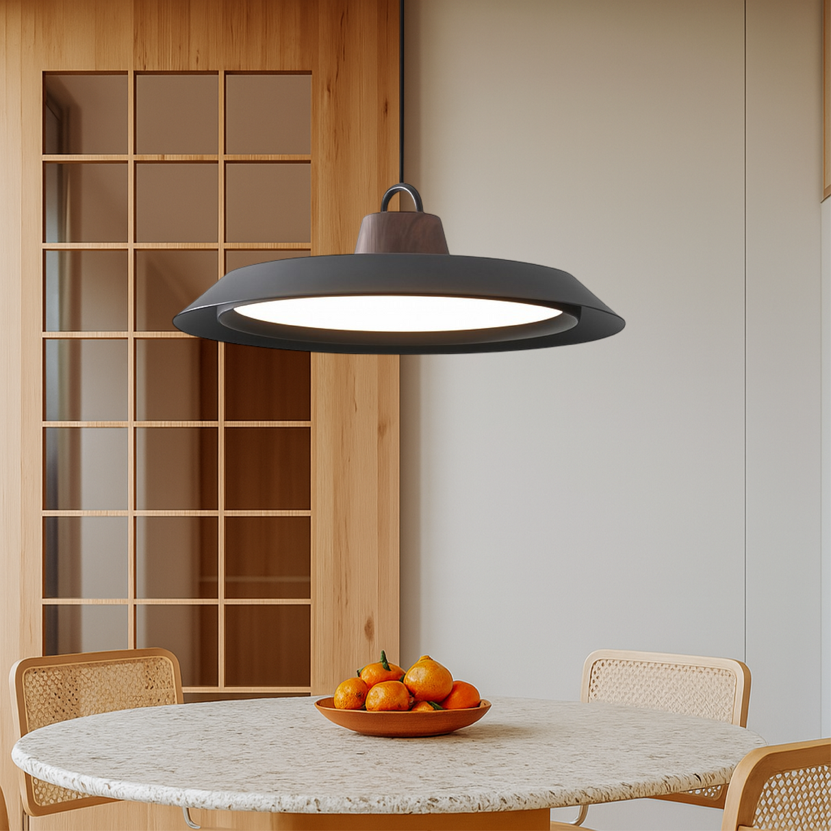 Scandinavian Pendant Light Wood Metal Dining Lamp - Product showcase