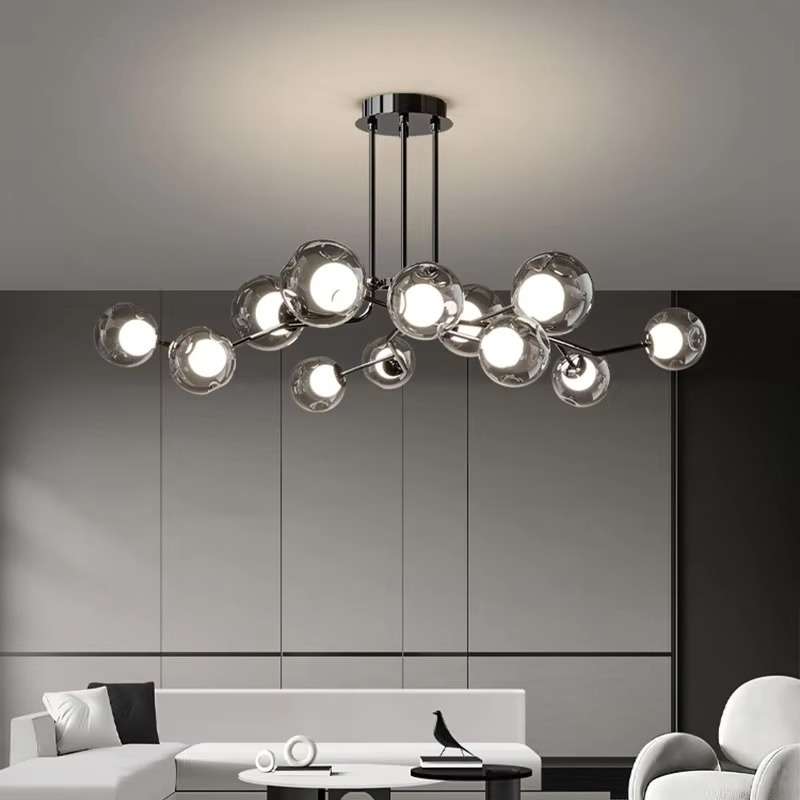 Modern Glass Ceiling Light Smoke Globe Cluster Design - Product showcase
