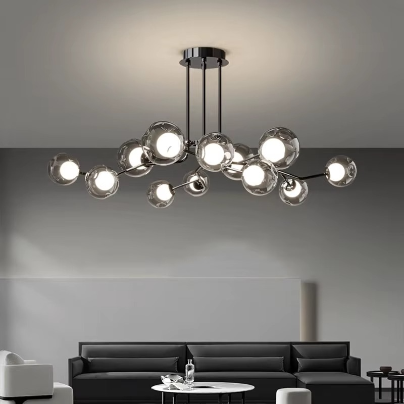 Modern Glass Ceiling Light Smoke Globe Cluster Design - Product example