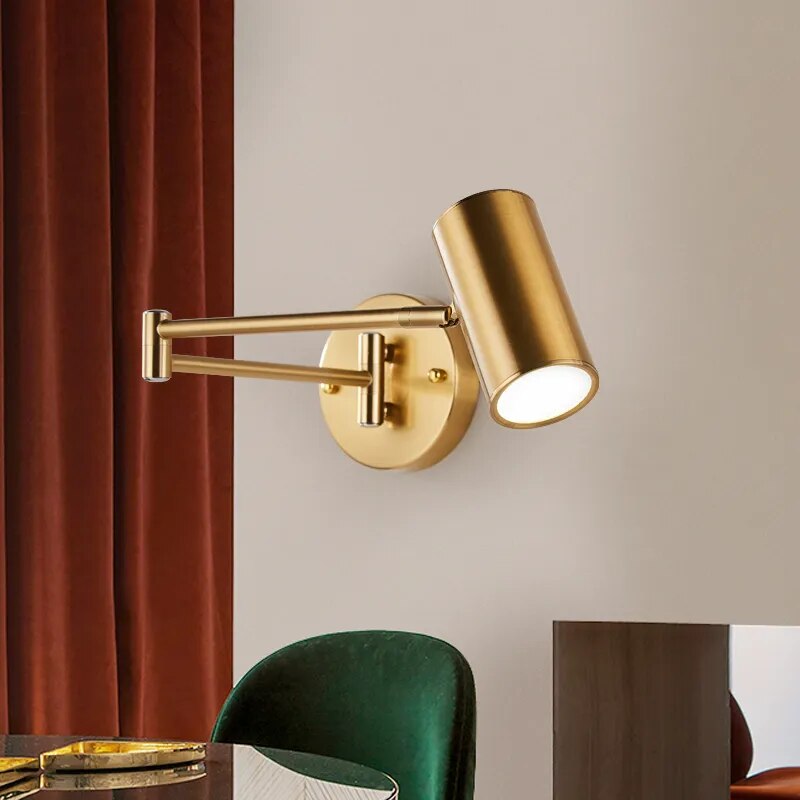 Modern Adjustable Wall Light Brushed Gold Swing Arm Design - Product detail 6