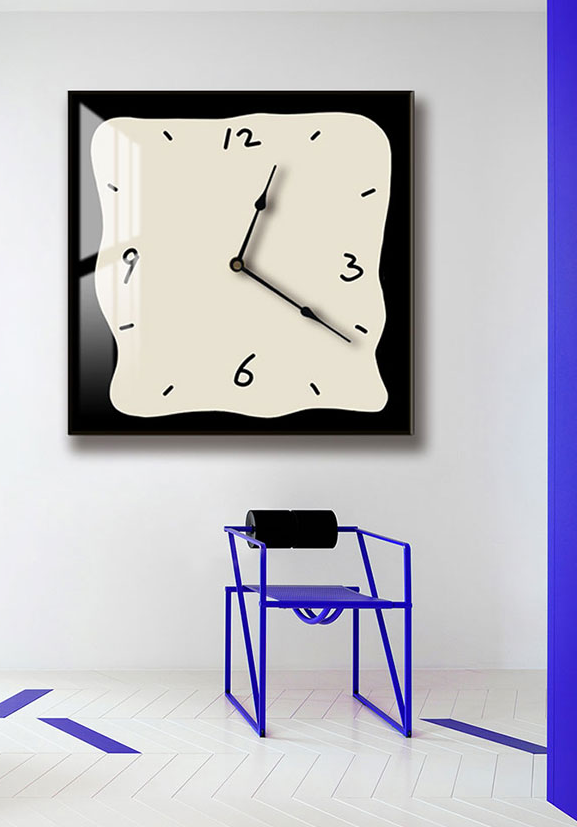 Modern Wall Clock  Pink Square Metal Design - Detailed view