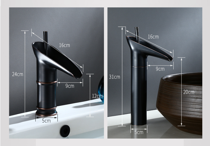 Waterfall Bathroom Faucet  Antique Brass Single Handle Design - Product detail 11
