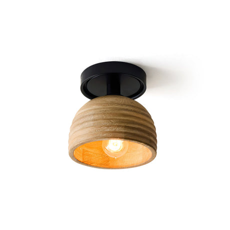 Modern Wood Ceiling Light  Ribbed Dome Design - Product detail 7