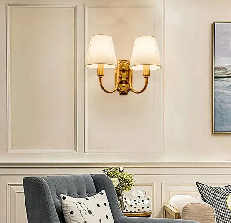 Modern LED Wall Sconce Brass Finish With Fabric Shade - Product detail 11