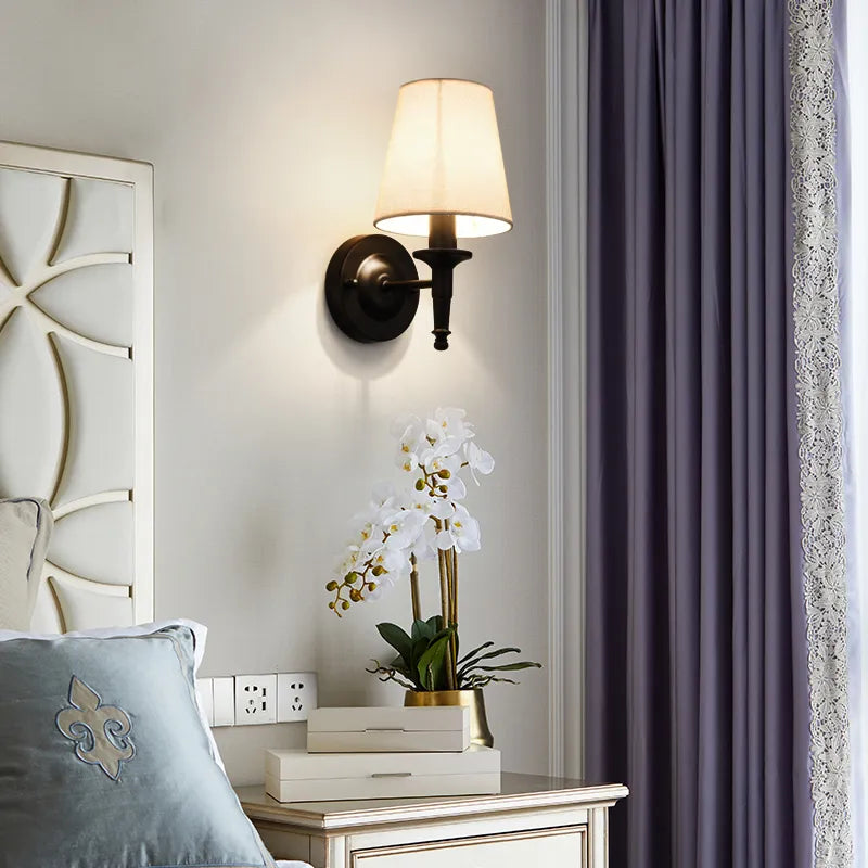 Modern LED Wall Sconce Brass Finish With Fabric Shade - Product detail 16