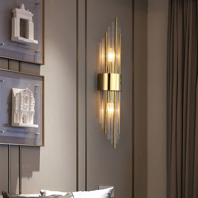 Modern Crystal Wall Lamp Gold Finish Metal Sconce - Product detail 5