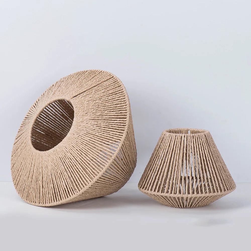 Geometric Wooden Ceiling Light Natural Jute Rope Design - Product example