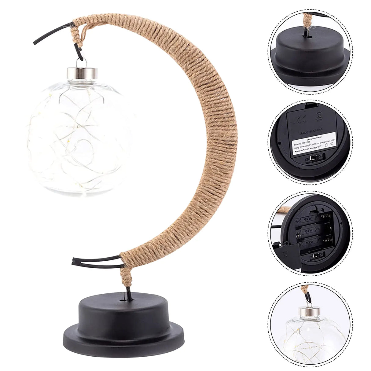 Crescent Moon Table Lamp Glass Globe LED Display - Product detail 16
