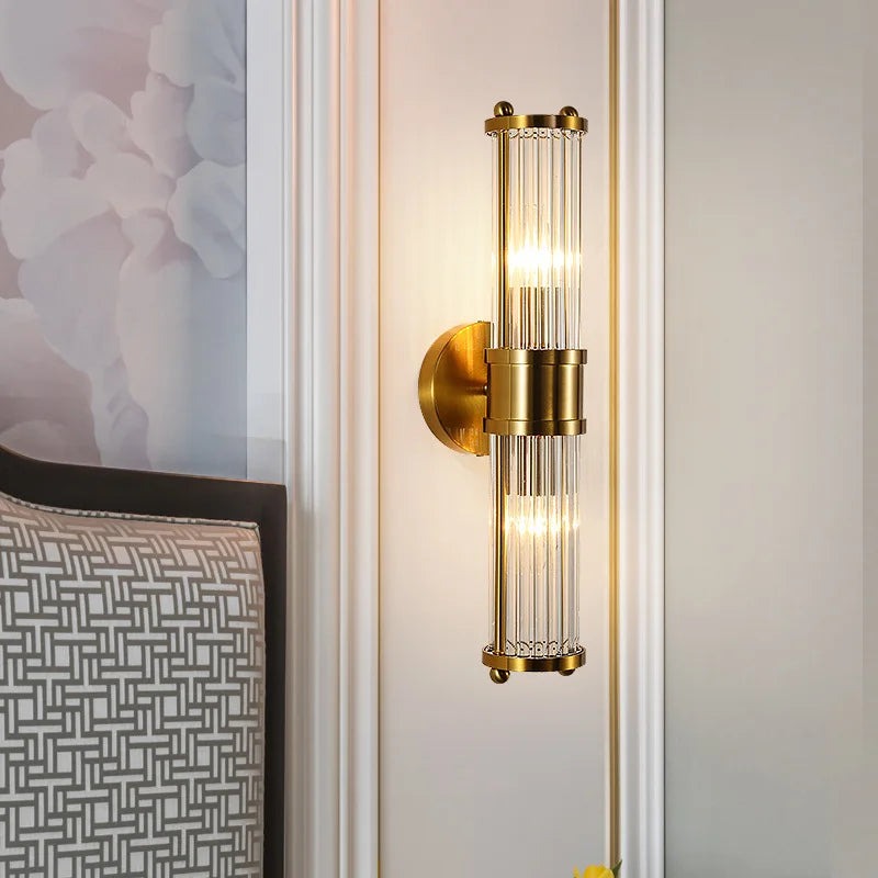 Art Deco Wall Light Ribbed Glass with Brass Finish - Product example
