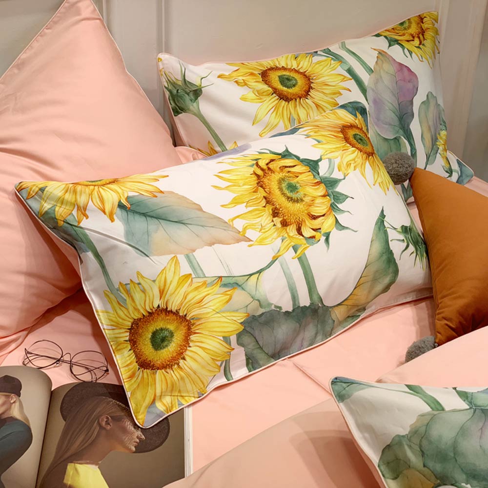 Egyptian Cotton Duvet Set  Watercolor Sunflower Pattern - Product detail 5