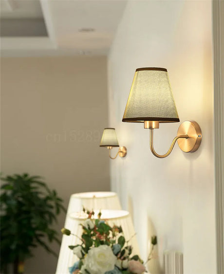 Modern Wall Sconce  Brushed Gold with Fabric Shade - Product detail 13