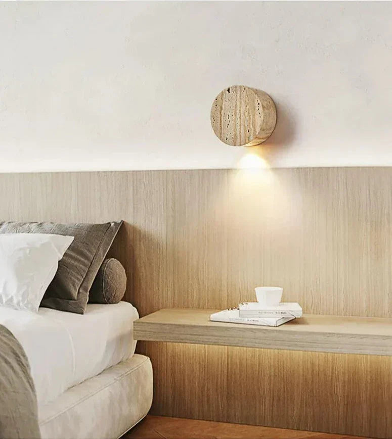 Modern Travertine Wall Light Natural Stone Round Sconce - Product detail 4