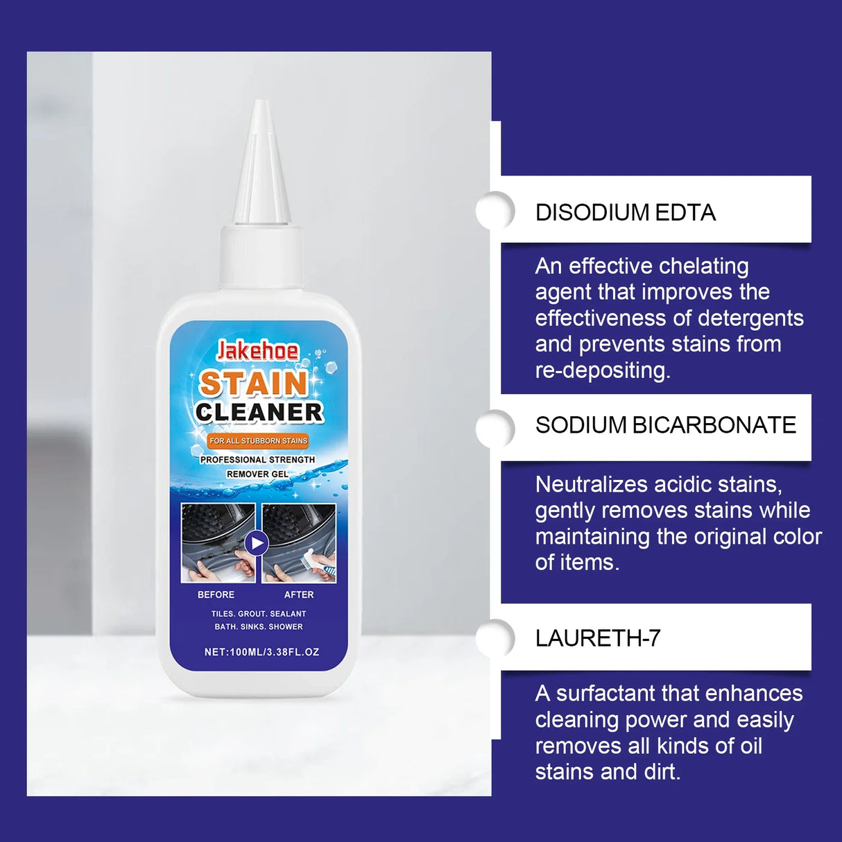 Professional Stain Remover Gel  Deep Cleaning Formula With Brush - Product detail 4
