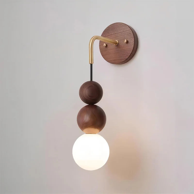Modern Wall Lamp Walnut Wood Sphere Design - Product detail 7