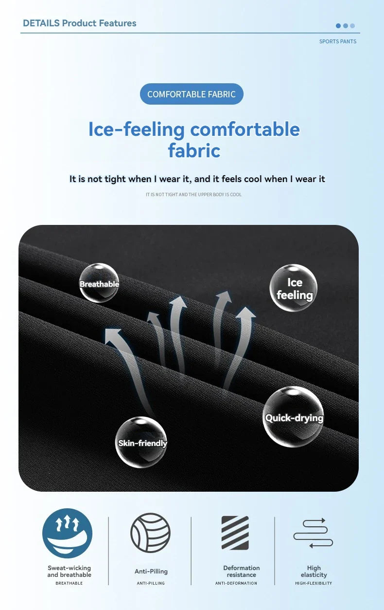 Quick-Dry Athletic Track Pants  Ice Silk Performance Fabric - Product detail 6