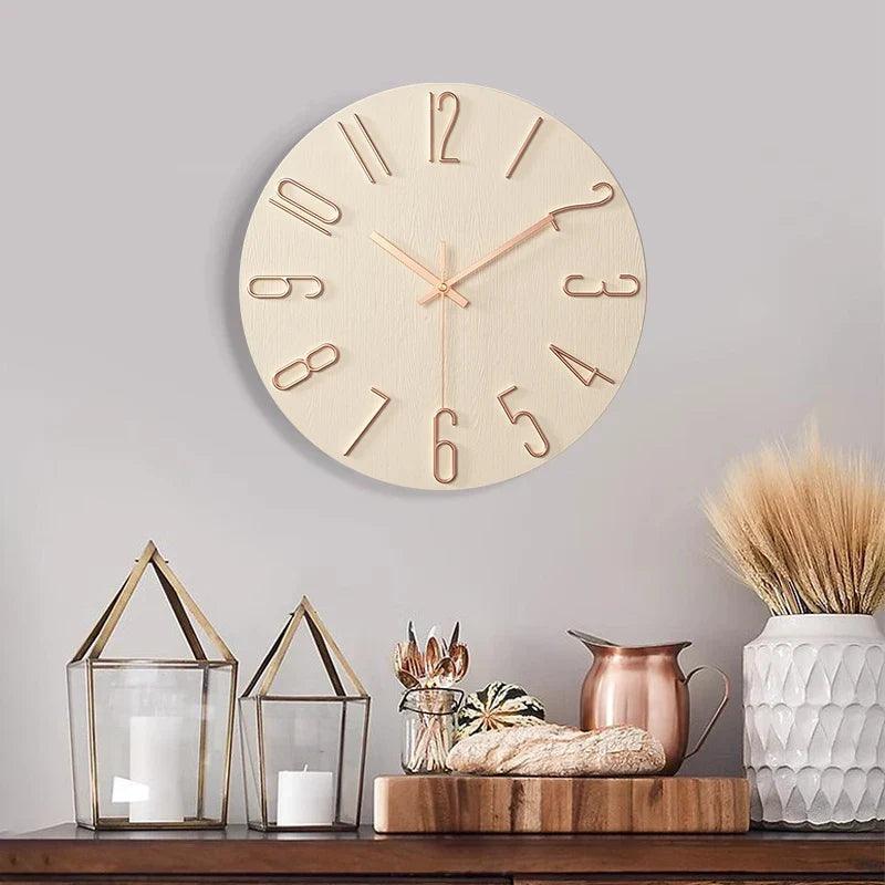 Minimalist Wall Clock  Black Wood Design With White Numbers - Product detail 4