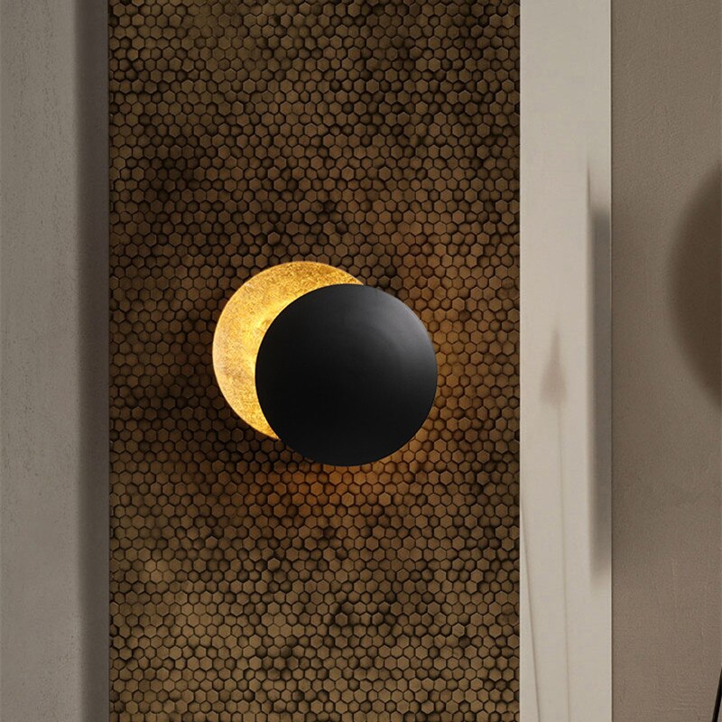 Modern Eclipse Wall Light Gold Metal Solar Design - Product example