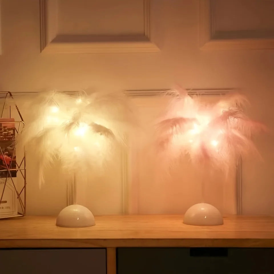 Feather Table Lamp  White LED Plume Design - Product example