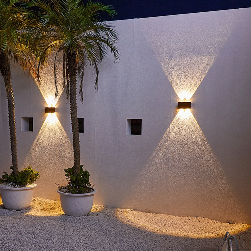 Modern Outdoor Wall Light Solar LED X-Beam Sconce - Detailed view